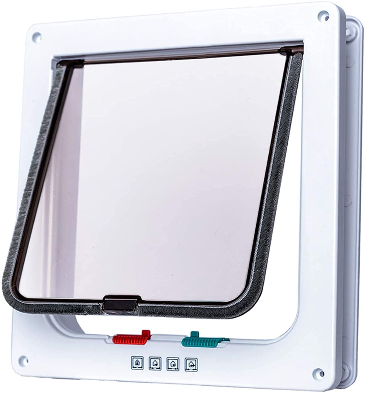 Large Cat Door, (Outer Size 9.9 x 9.2 inch) 4 Way Locking Cat Flap Door for Interior Exterior, Pet Door, Compatible with Adult Cats and Small Dog