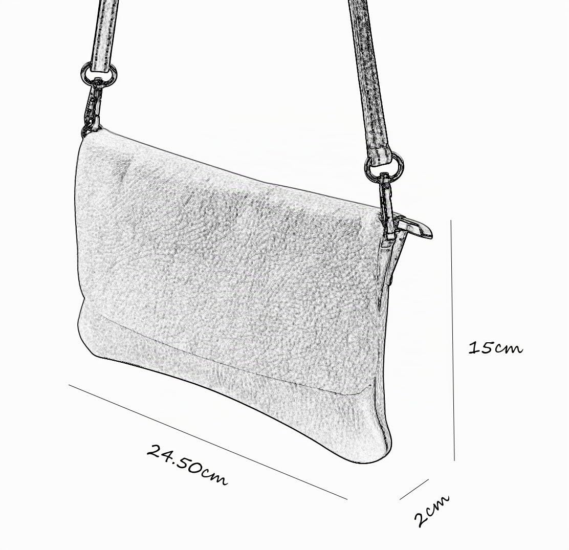 SH Leder Ely G149 Sac à bandoulière en cuir véritable 24,50 x 15 cm