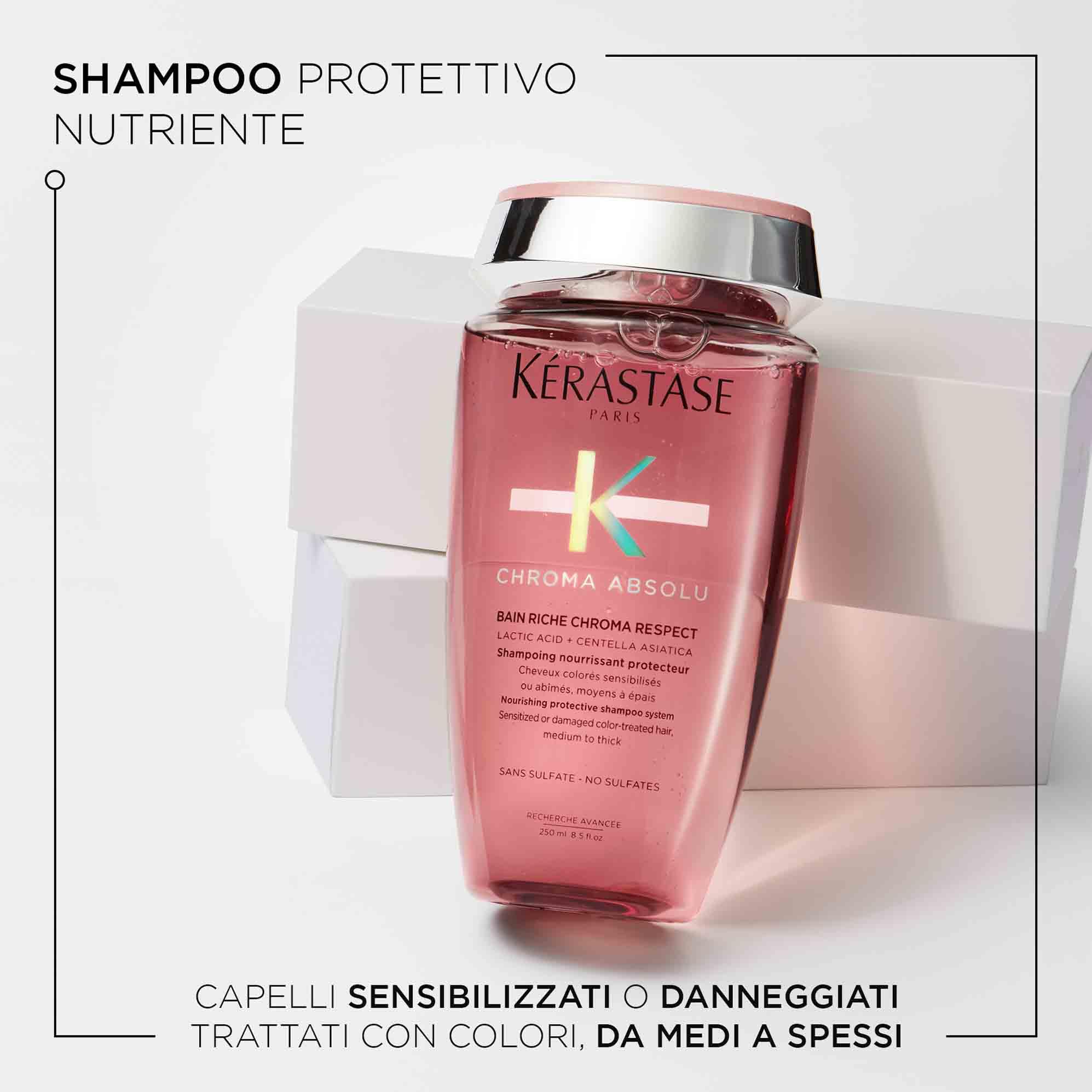 Kérastase, Chroma Absolu, Shampoo per Capelli Sensibilizzati o Danneggiati da Medi a Spessi, 250 ml + Balsamo per Capelli Colorati Sensibilizzati o Danneggiati da Fini a Medi, 200 ml