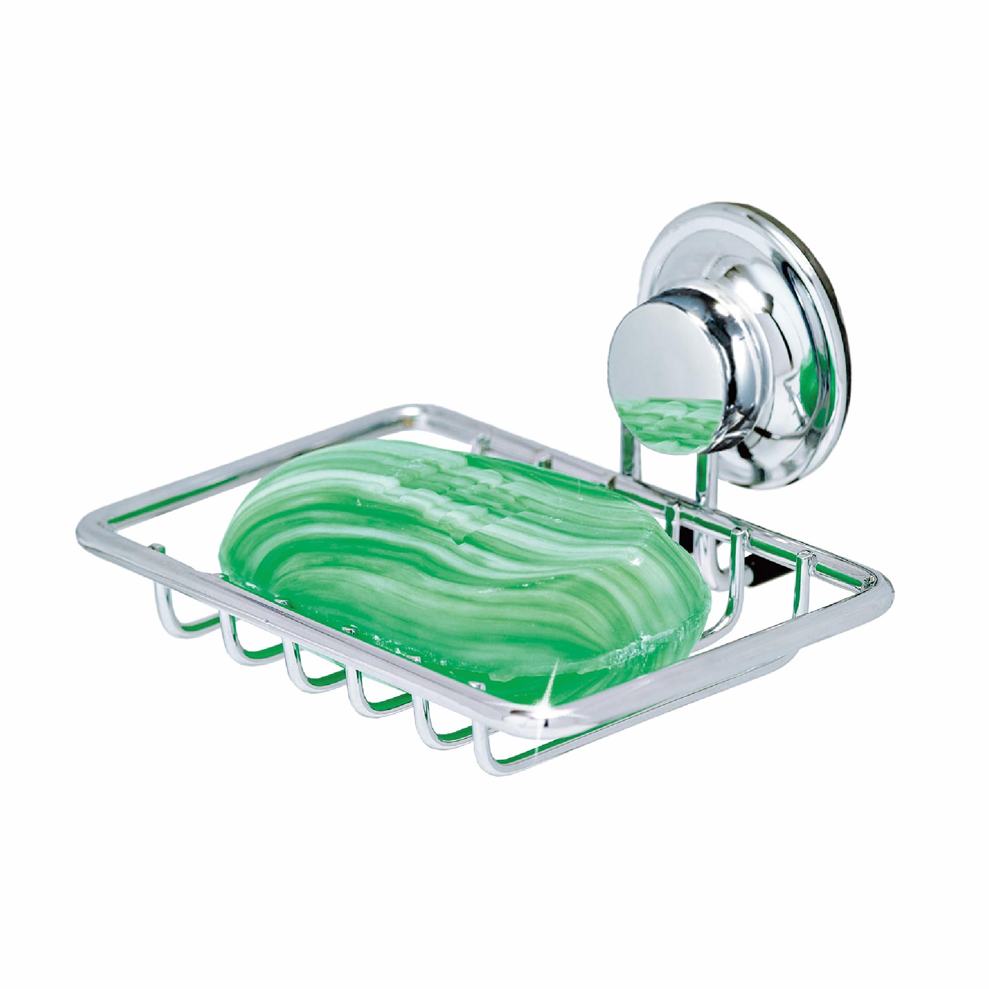 Everlocsoap holder, no drilling, no screws, no glue, no adhesive, vacuum suction wall mounted chrome sponge holder, sink soap dish, easy install, evl-10200