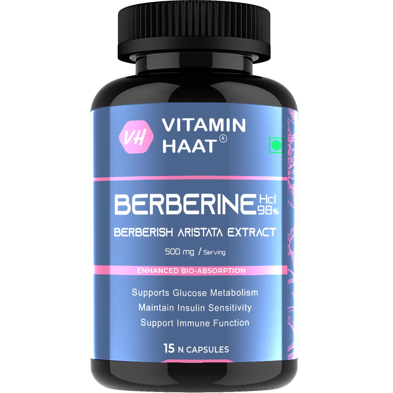 Berberine Supplements | Berberine HCL 500mg 98% Purity | Berberine Capsules for Metabolic Wellness & Daily Nutrition Support | High Strength Berberine Extract | 60 Capsules by VitaminHaat — Amazon image 9