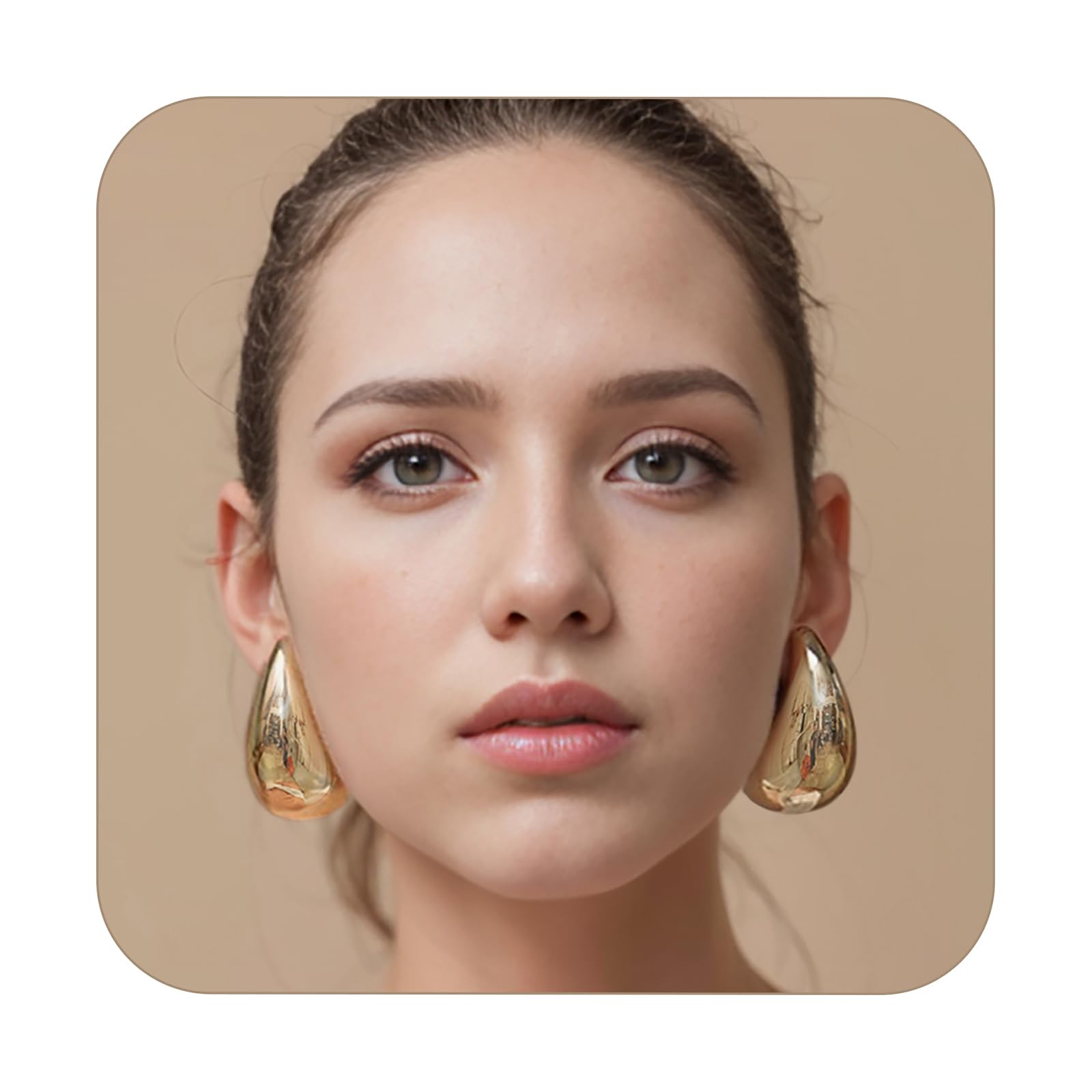 CmartsExtra Large Drop Earring for Women Girl Oversized Chunky Gold Hoop Earrings Teardrop Dupes Trendy Lightweight Hypoallergenic Gold Plated Big Earrings Fashion Jewelry