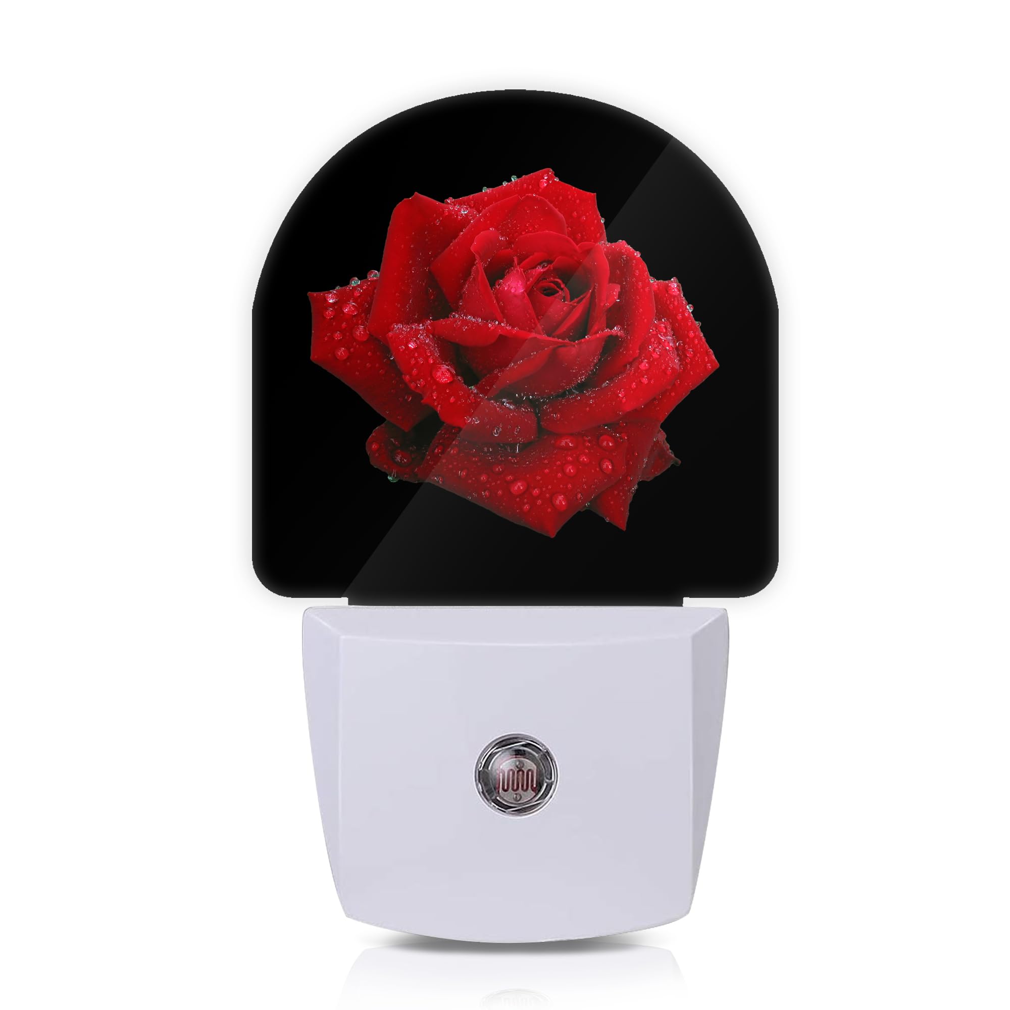 Axxitude Red Rose Raindrops Night Lights Plug into Wall for Girls Boys Room,Night Light LED Lamp Dusk to Dawn Sensor Round Lamp for Bedroom Bathroom