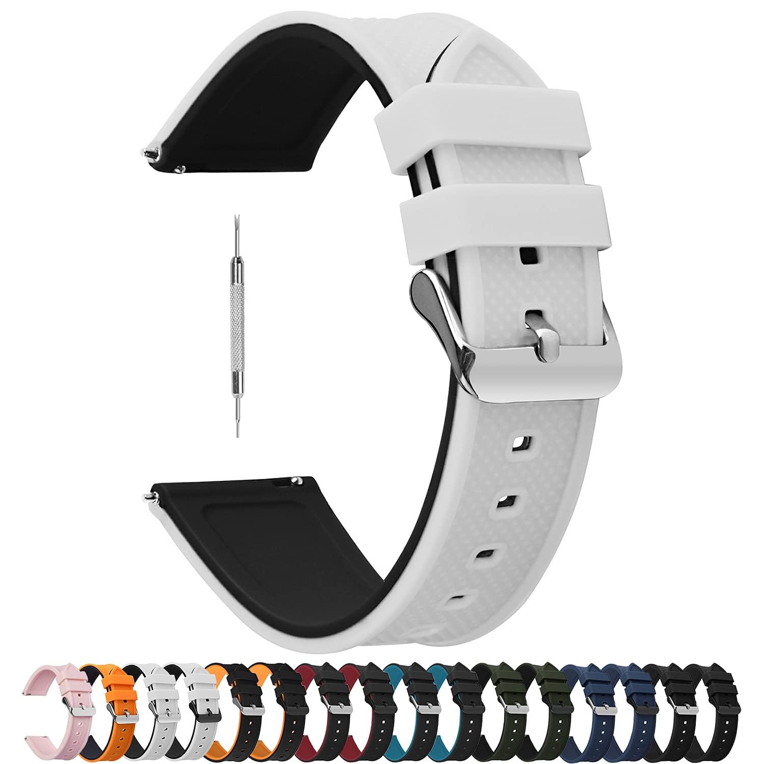 FullmosaSilicone Watch Band 19mm for Women Men Quick Release Rubber Watch Straps with Stainless Steel Buckle