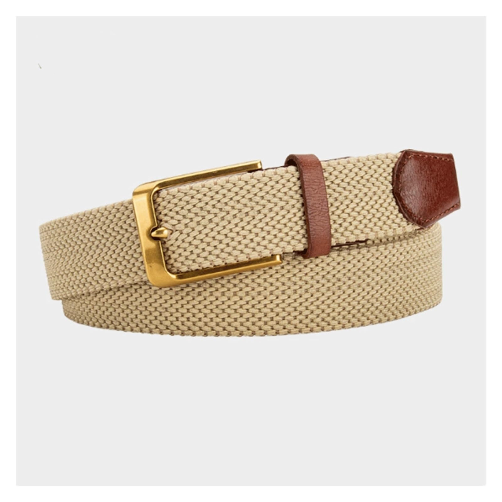 KRXSOBNV leather belt, Handmade Braid Belt Men Holeless Alloy Buckle Men's Belts For Dress Casual Golf Mens Unique(Beige,105cm)