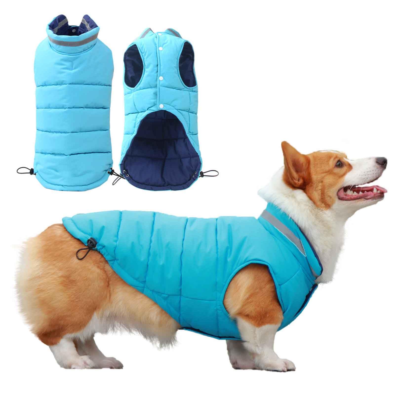 Cappotti Invernale per Cani, Giubbotti Caldo per Cani, Cappottino Cane Impermeabile E Antivento con Strisce Riflettenti, per Cani di Piccola, Media E Grande Taglia,Blu,XXL