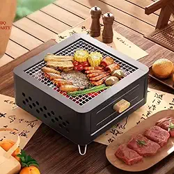 Churrasqueira Portátil a Carvão 31×31×17 cm com Bandeja Removível e Grelha