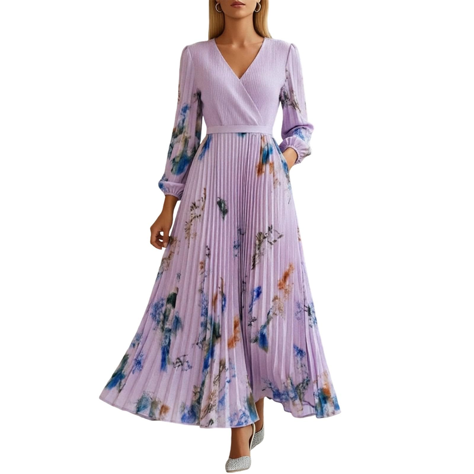 Robe de soirée élégante pour mariage, ligne A, robe de cocktail pour femme, robe en mousseline de soie, col en V, robe maxi d'été taille haute, robe florale, robe de cocktail, robe de demoiselle