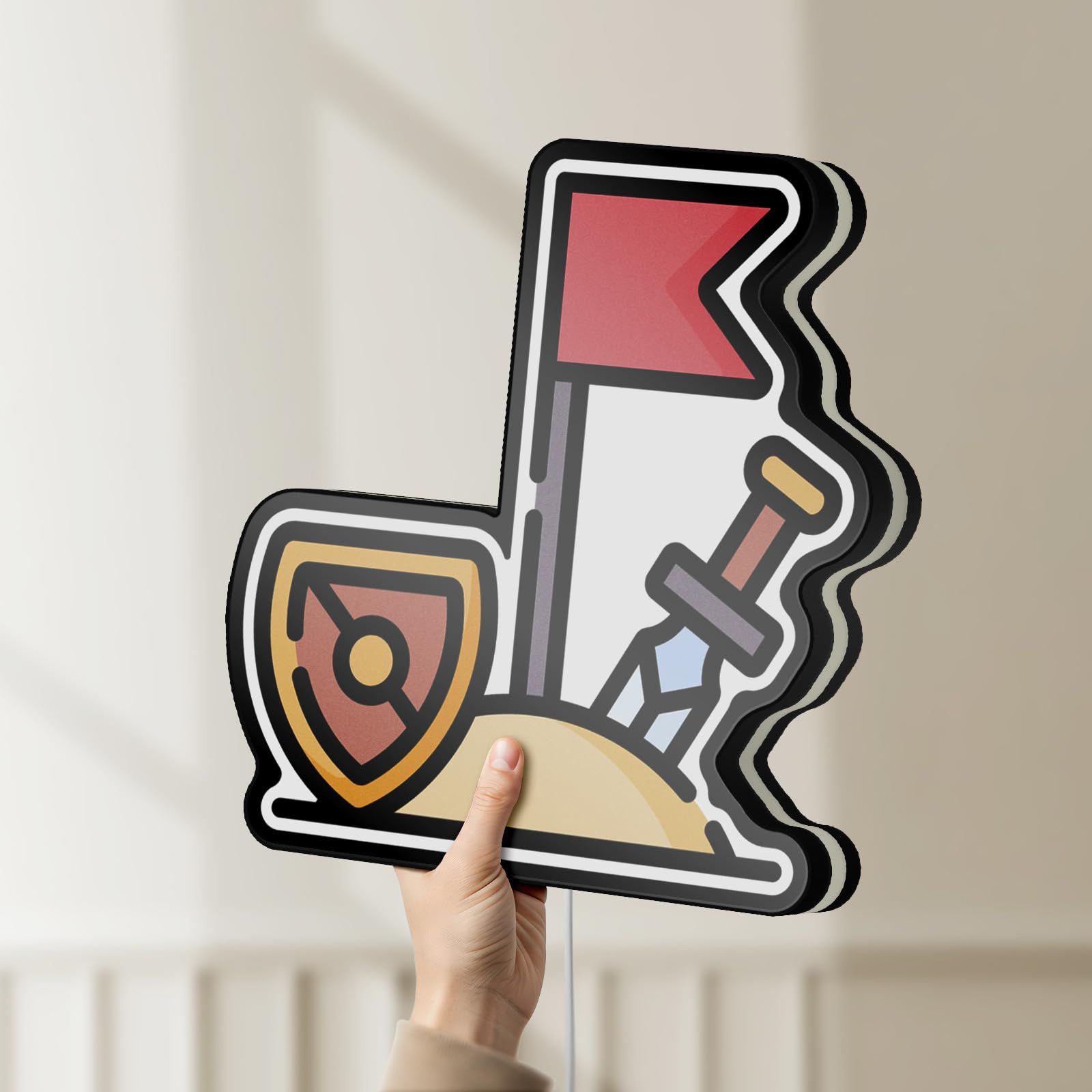 Przygodowe gry 3D nowość pudełko świetlne, wyjątkowa dekoracja prezent dla gracza dla fanów gry mieczem i RPG, lampka nocna dla graczy (szerokość 30 cm, 30 cm)