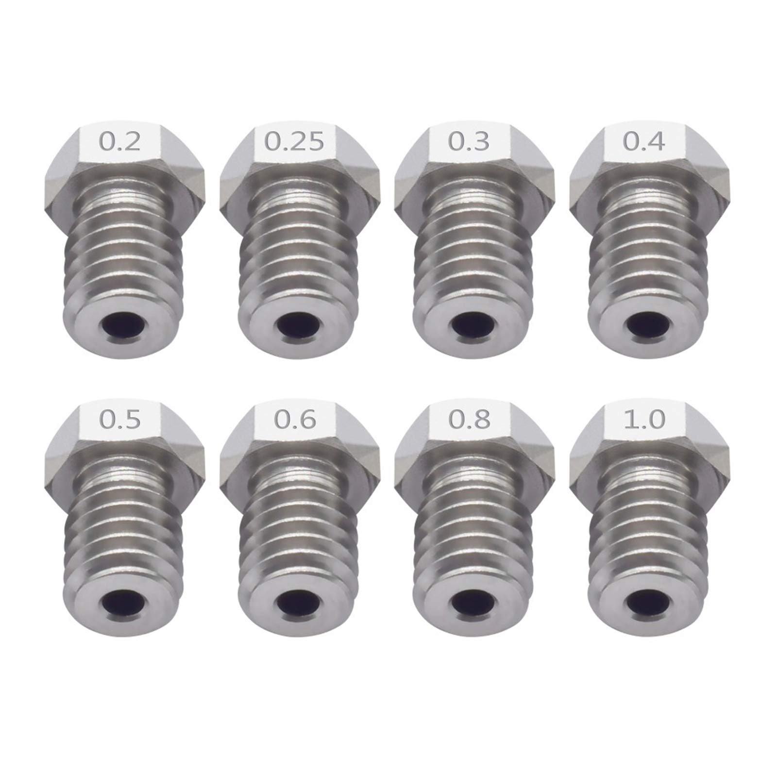 Boquillas, Boquilla de impresora, Boquillas de latón, 50 piezas Boquilla de acero inoxidable con rosca M6 Tamaños mixtos Diámetro 0.2 1.0 mm for extrusora de impresora 3D de filamento de 1.75 mm, Diám
