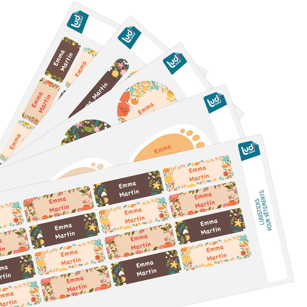 Pack 164 Étiquettes Crèche et École Maternelle - Personnalisées pour Vêtements et Objets - Autocollantes et Thermocollantes - Liberty