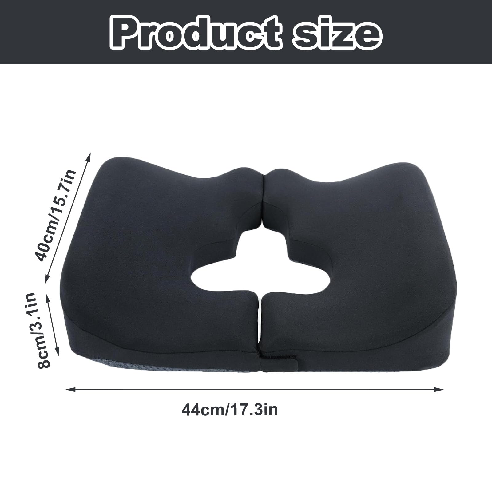 Cuscino ortopedico antidecubito a forma di ferro di cavallo, in memory foam per alleviare la pressione e il coccige, per sedia a rotelle, ufficio, auto, divano e letto, con rivestimento lavabile