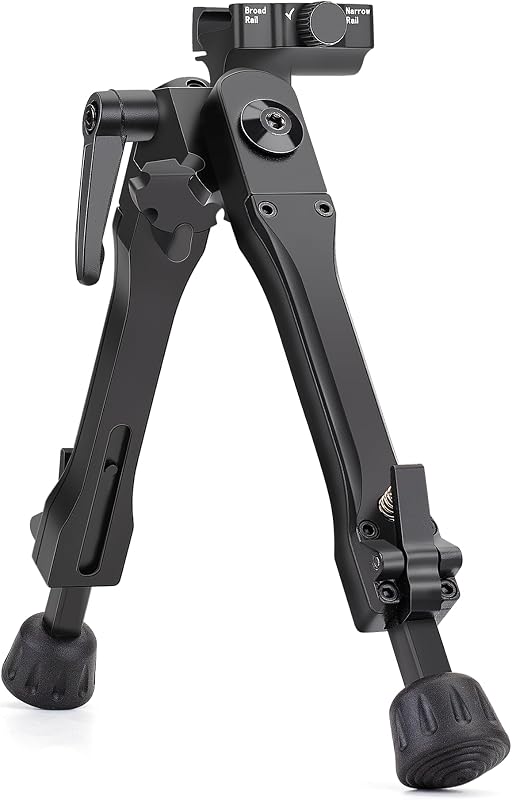 Bipod ajustabil Zeadio cu pivot pentru șine Picatinny și Weaver, cu picioare rabatabile în 5 poziții, pentru utilizare în exterior