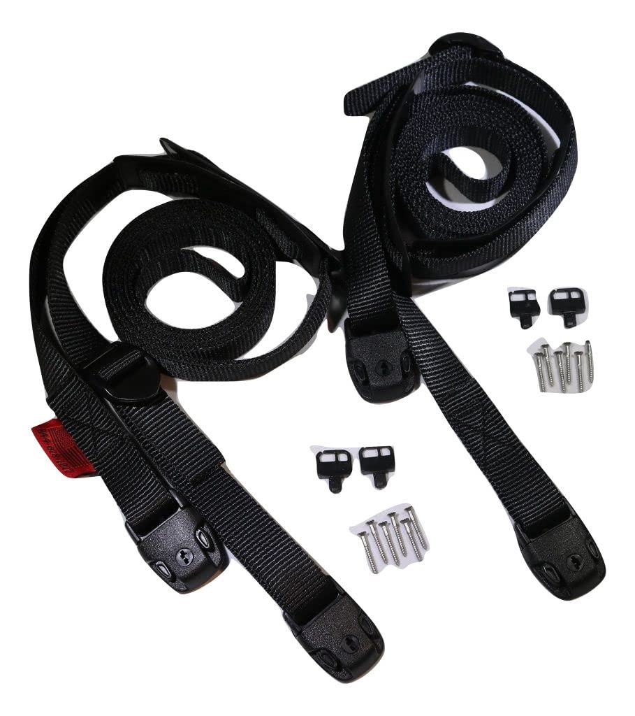 Hot Tub Spa Cover (2) Straps w/ (4) Locks & Keys - Adjustable, Kit w/Screws (8 ft, Black)