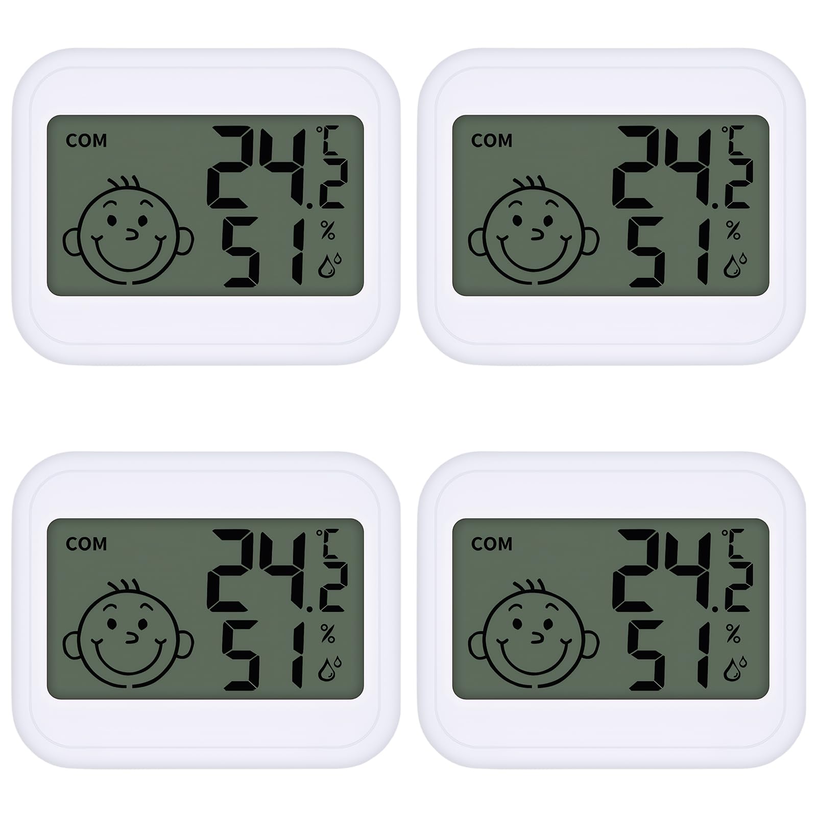 LINXINS 4 Pcs Room Thermometer Hygrometer, Digital Thermometer Hygrometer Indoor, Mini Accurate Room Thermometer and Humidity Gauge Baby Room Thermometer for Home Office Garden