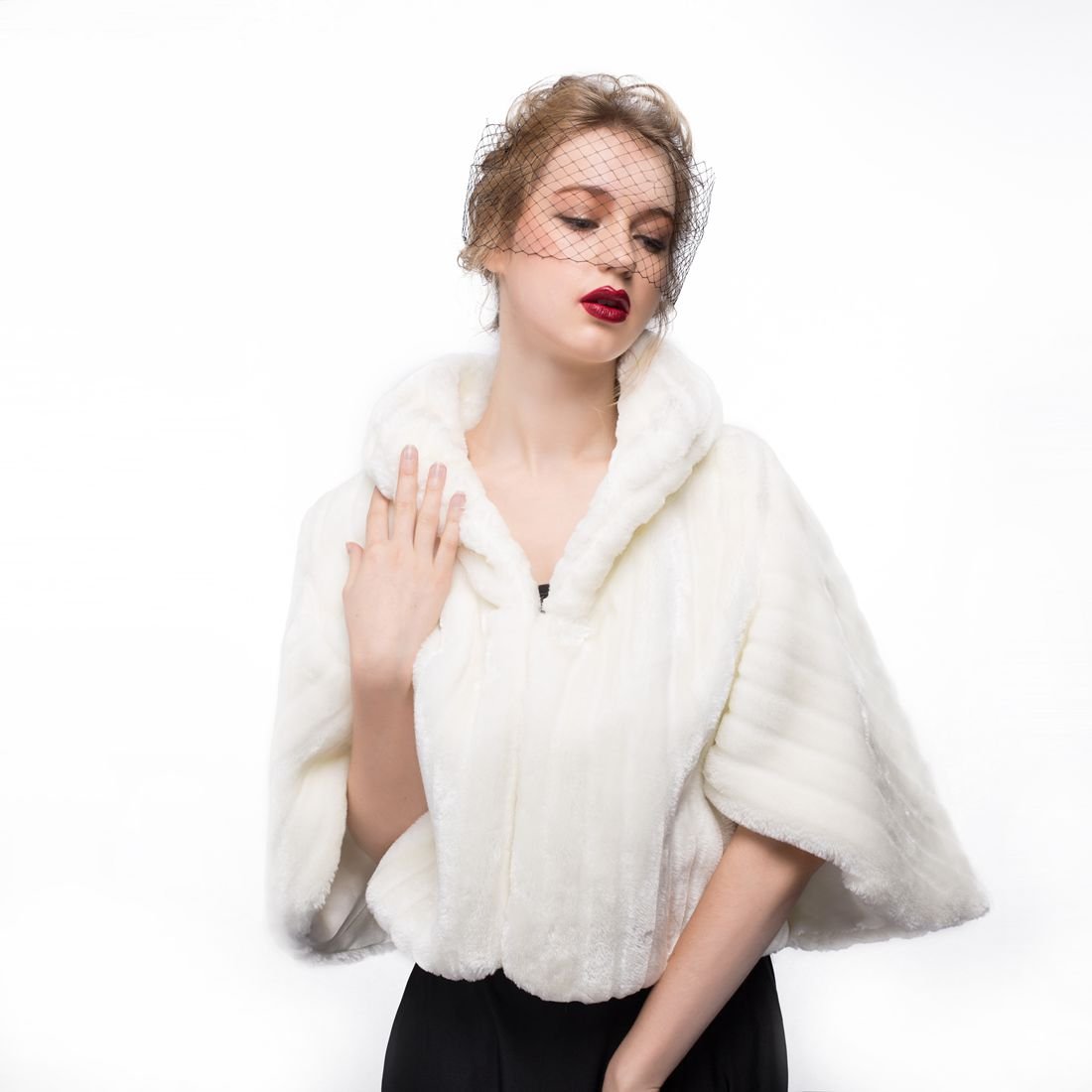 BEAUTELICATE Bufanda Cuello Pelo Mujer Chal Piel Sintética Estola Calentador Cuello para Abrigo Invierno Fiesta Boda