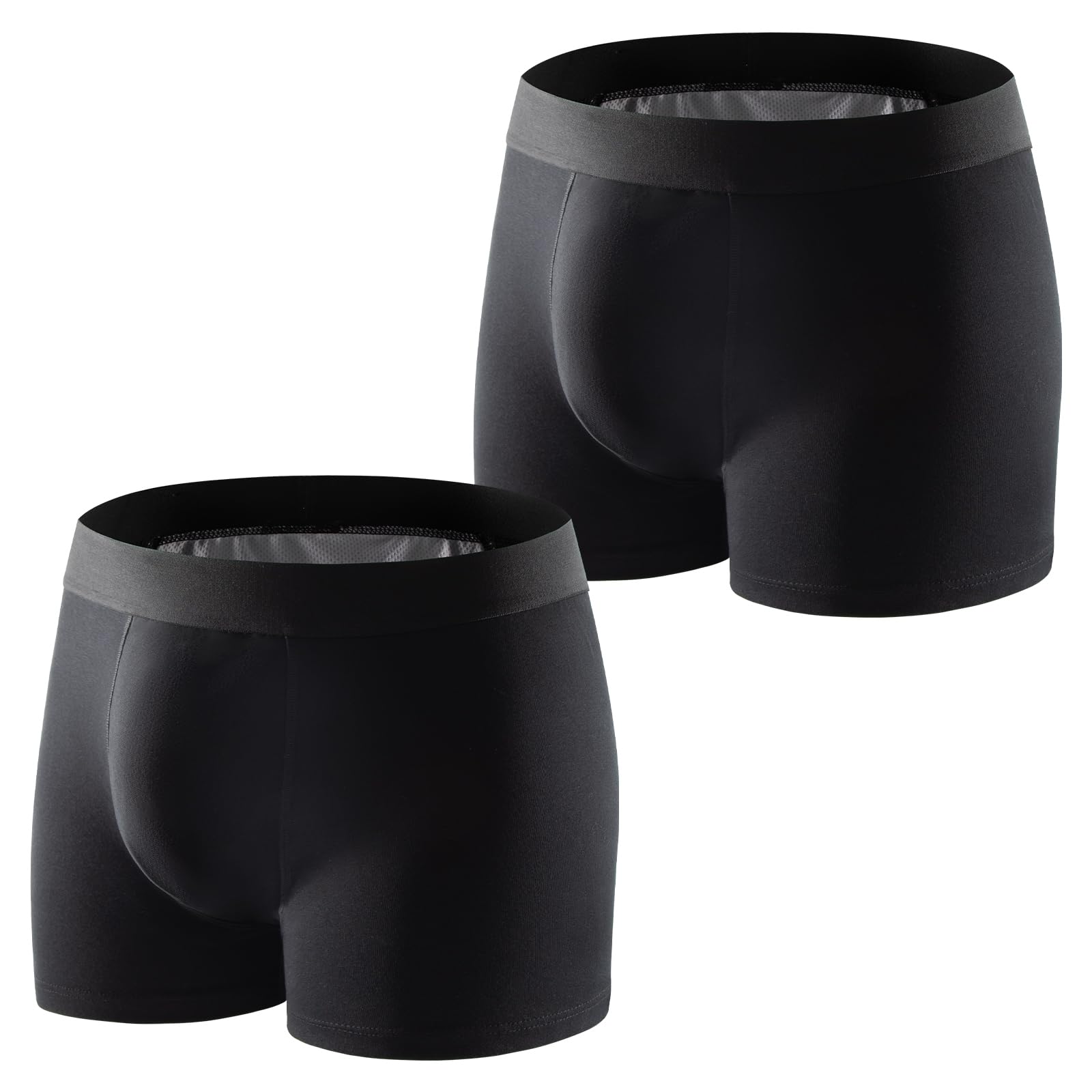 Carer Pack de 2 Boxers para Incontinencia Hombre 250 ml Absorción Algodón Suave Transpirable Antifugas Lavables Reutilizables Calzoncillos Negro Talla 3XL