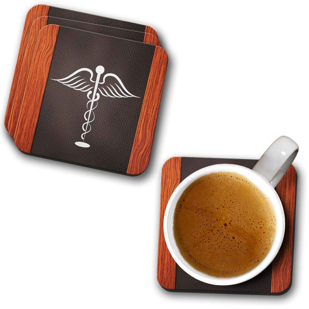YuBingoDoctor Symbol Designer Printed Coasters (MDF Wooden, Set of 6, 9.5x9.5 cm, Square)