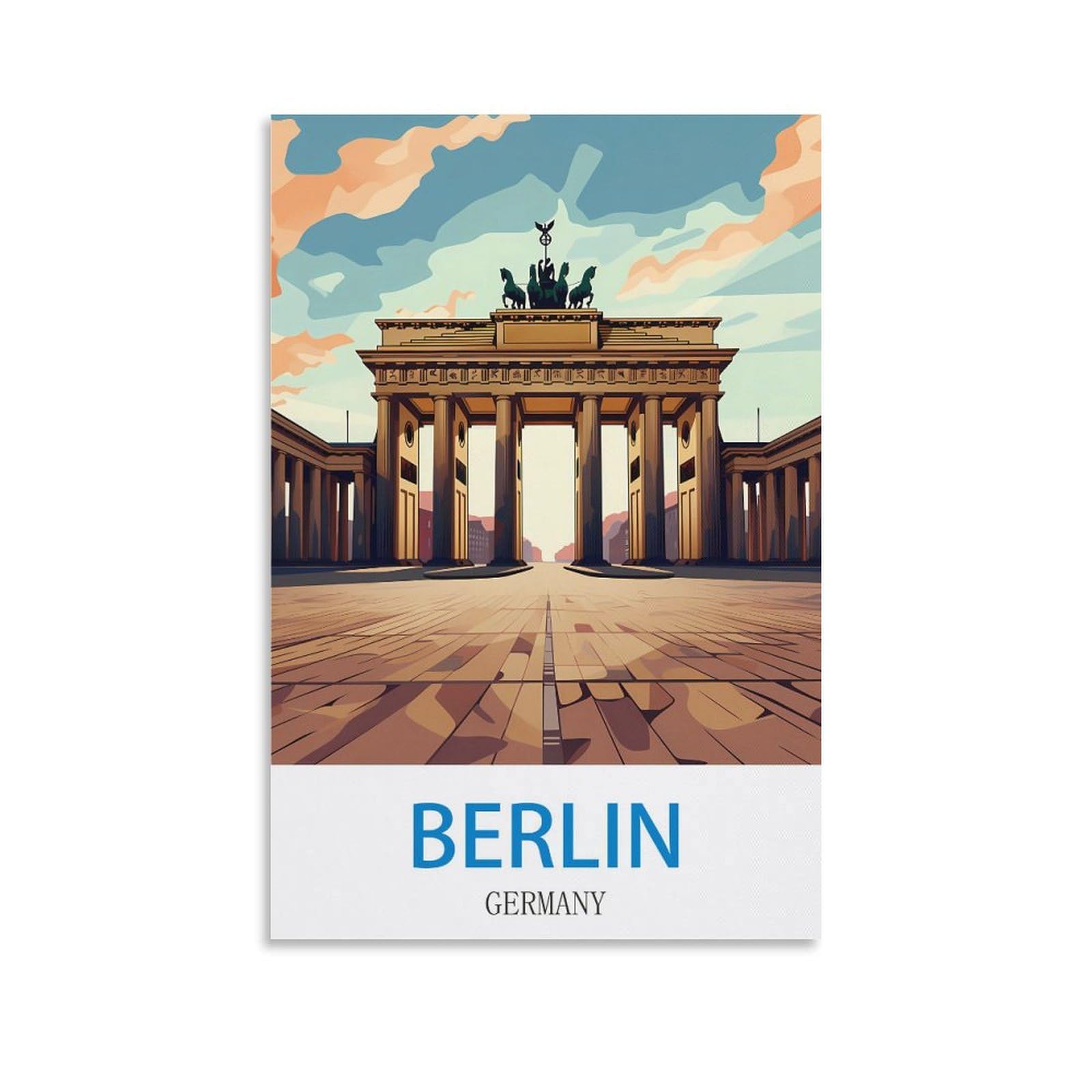 Fzyuen Unframe-Style Berlin Germany Vintage Travel Poster 08X12inch(20X30cm) Canvas Wall Art Prints For Wall Decor Room Decor Bedroom Decor