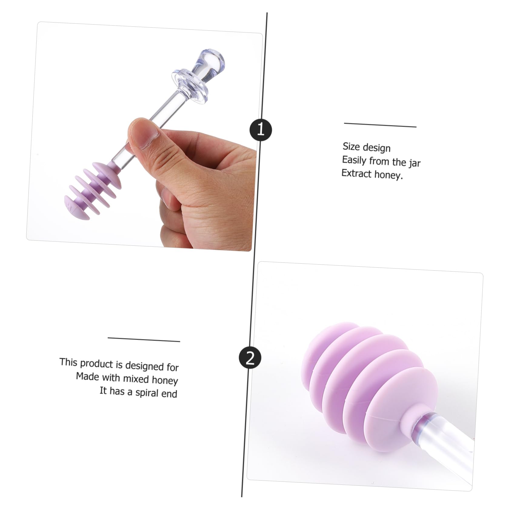 LABRIMP 1pc Plastic Honey Dipper Stir Stick Creative Syrup Stirrer with Groove Design for Easy Honey Collection and More Random Color