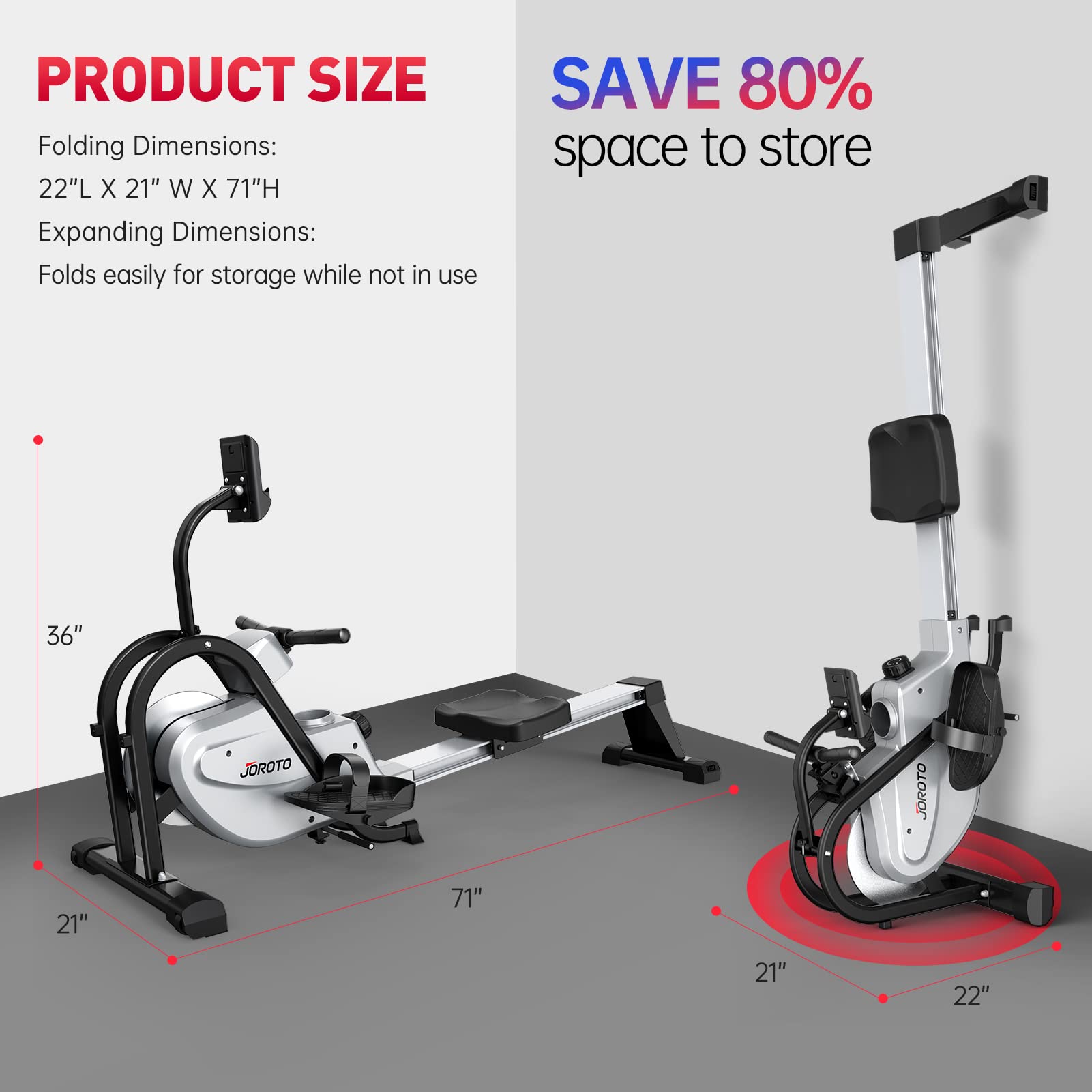 JOROTO Magnetic Rower Rowing Machine with LCD Display 300LB Weight