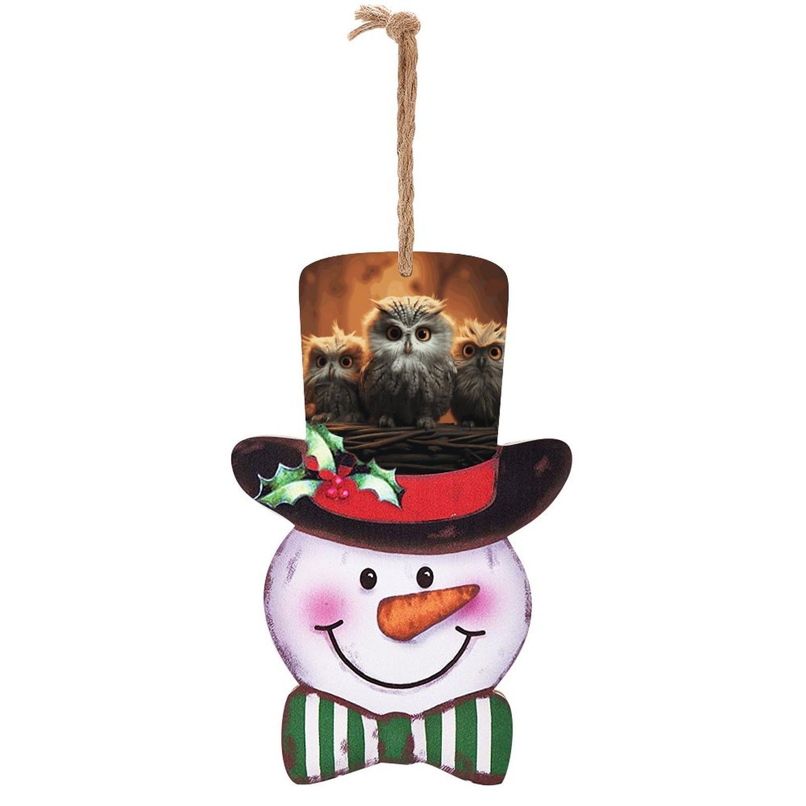 Cute Owl Baby Snowman Decor Christmas Snowmans Hanging Decors Wooden Exquisite Holiday Decoration Sign for Home Window Wall Farmhouse Indoor Outdoo
