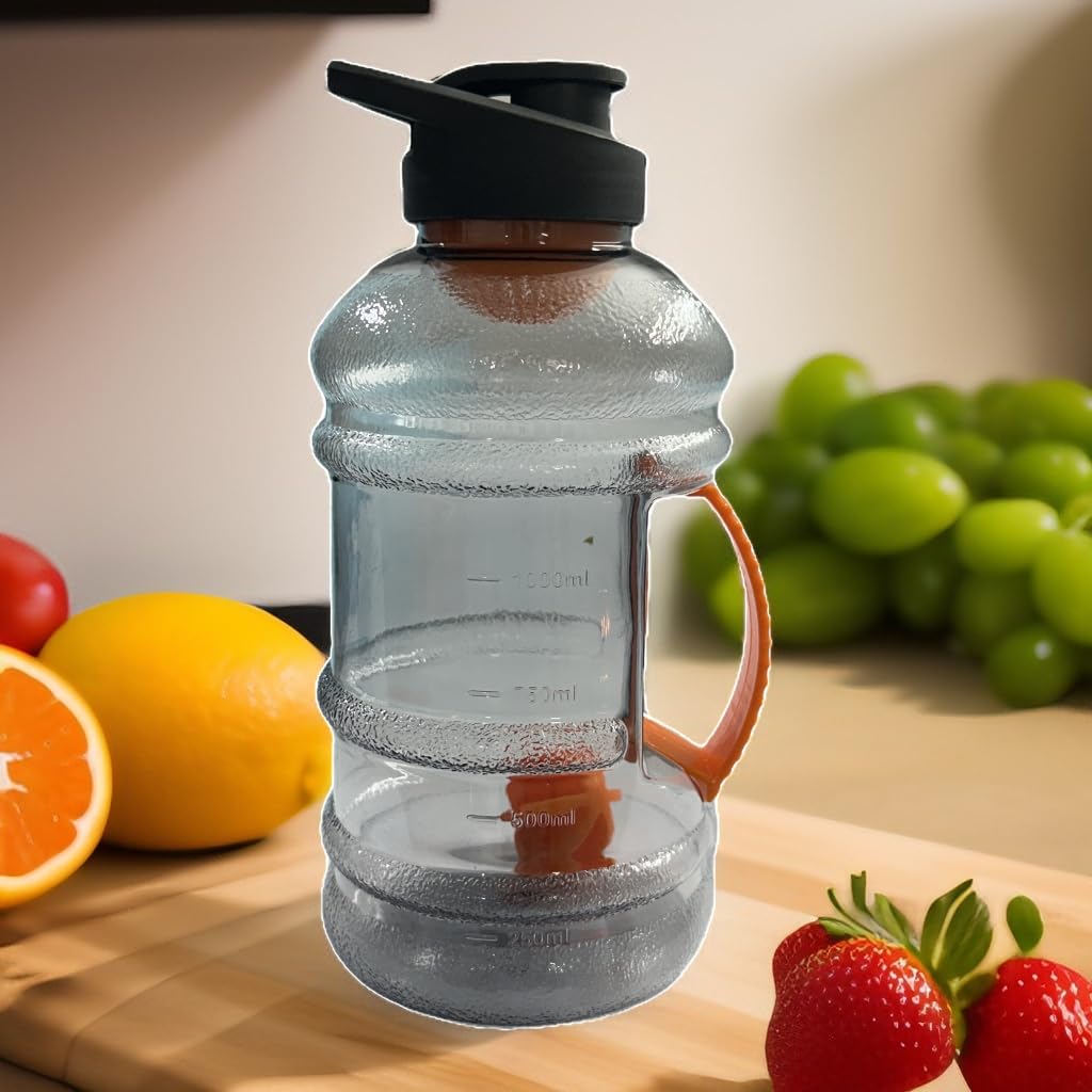 1.5 Liter Gallon Water Bottle with Blade Mixer- BPA Free,Leak-Proof,Durable Tritan Plastic,Ideal for Fitness,Gym, Outdoor Sports, and Travel - Easy Carry Handle - Orange (Pack Of 1) (Orange)-image-46