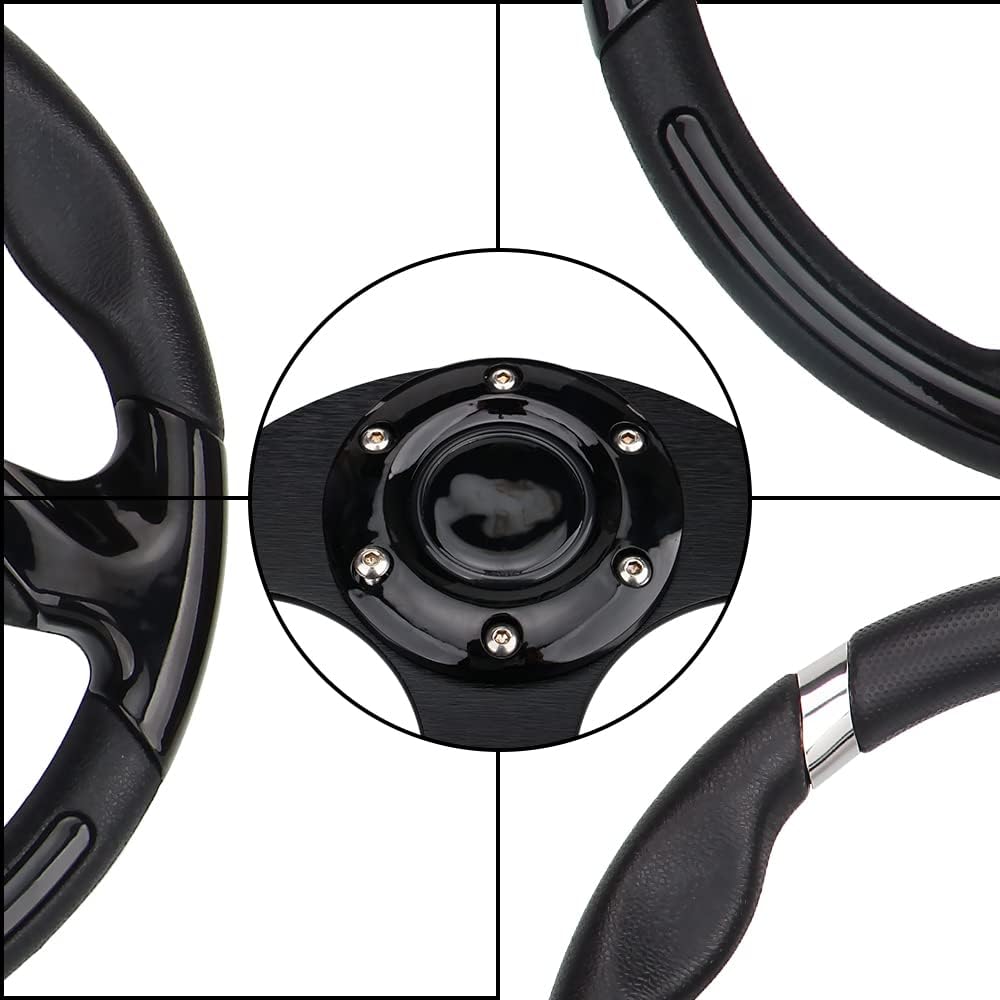 Chrome Stripe Golf Cart Steering Wheel with Ergonomic Design 12.5" image 5