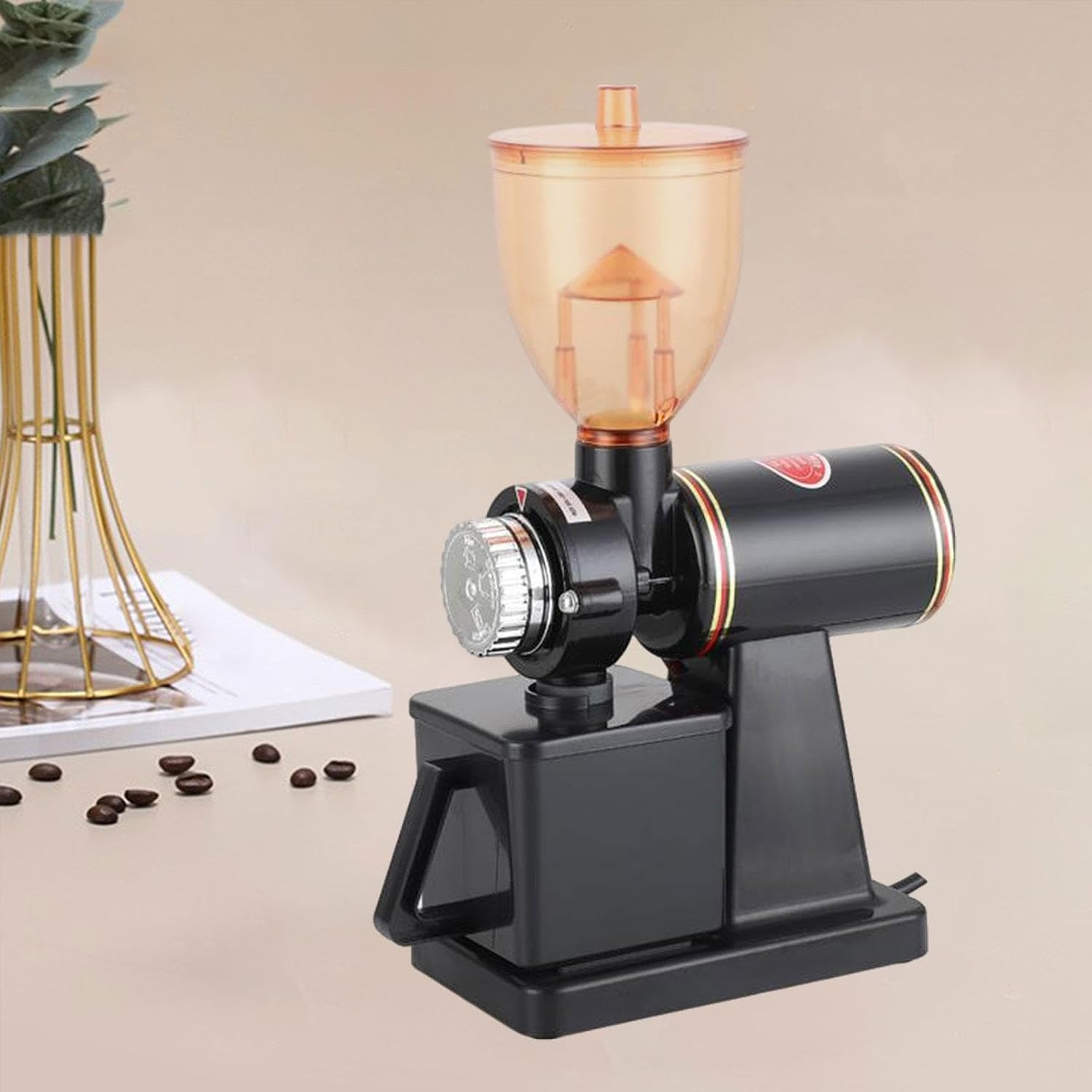 Dry Grinding Machine Burr Coffee Grinder Heat Dissipation Multipurpose Grain Mill Electric for Peanut Corns 110 V, Deep Red (Black)