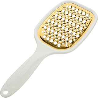Plastic Vegetable Grater with Handle, Stainless Steel Slicing Tool | Ergonomic Grip, User Friendly Design, for Potatoes and Carrots, White Kitchen Supply