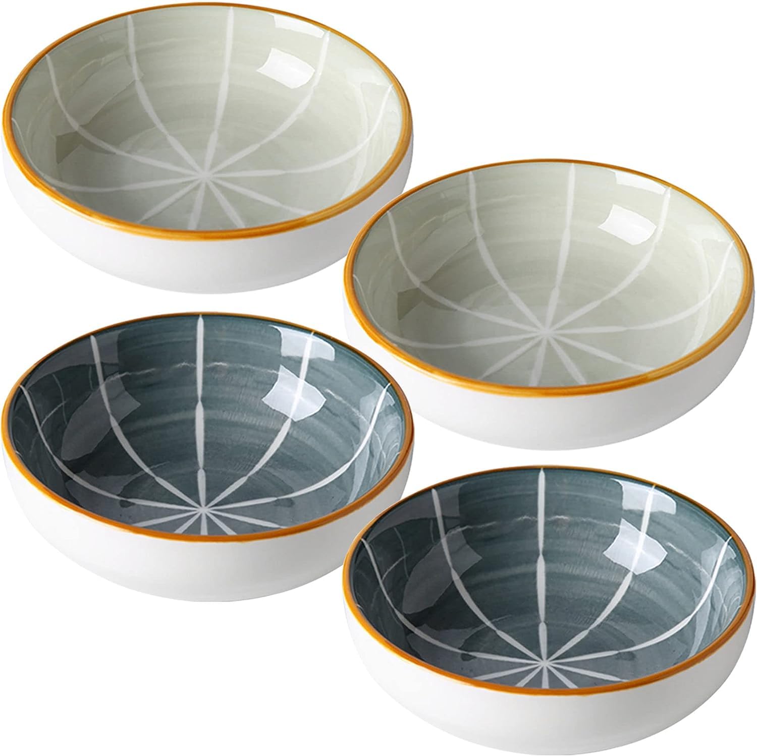 Tapas-Gerichte, Dessertschalen, Sojasaucen-Geschirr-Set, Dip-Schalen aus Keramik, Soßenschalen, Tapas-Schalen, Geschirr-Set mit Blumenmuster for Dessert, Snack-Grau-Set mit 8 Stück ( Color : Multi , S