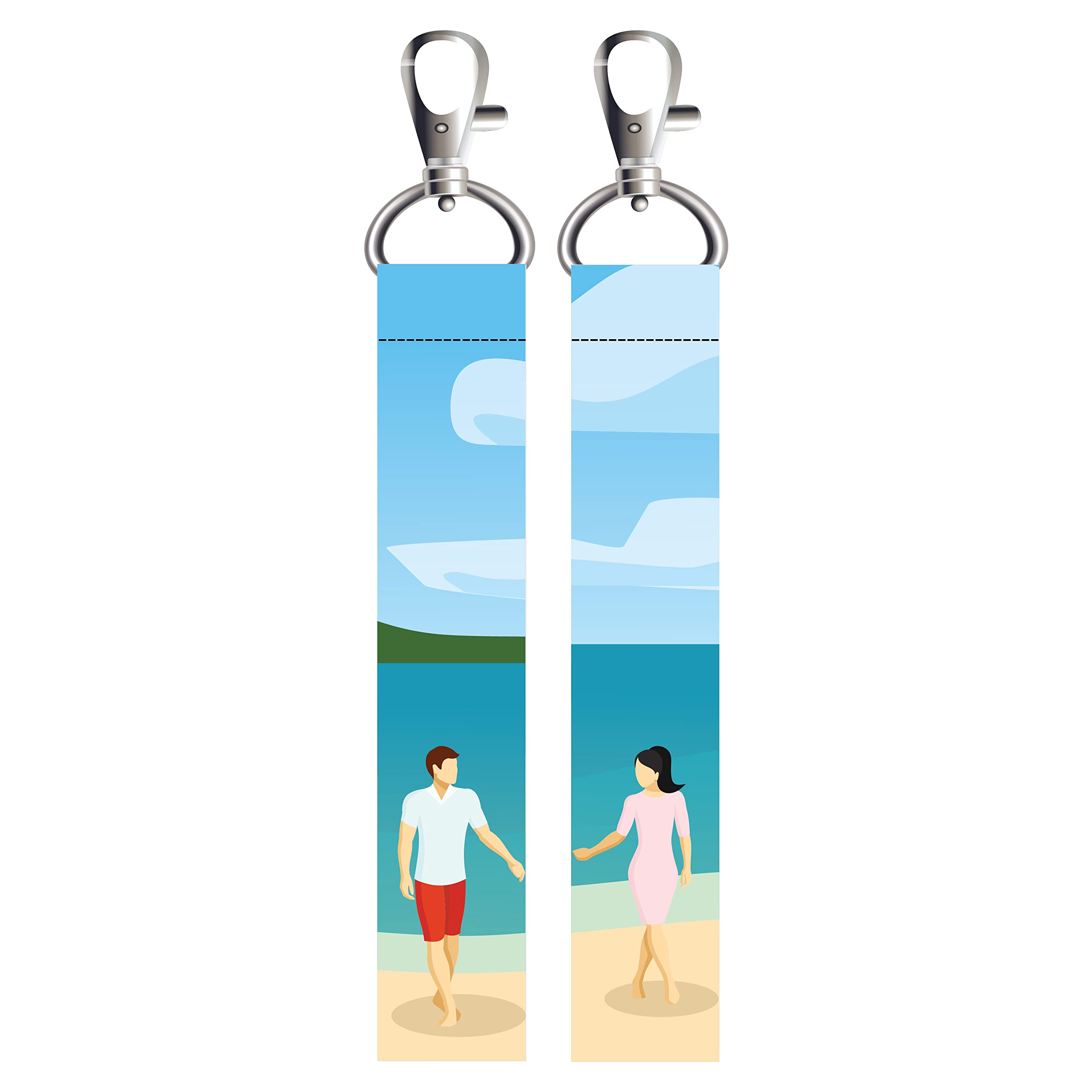 isee 360 2 PCs Beach Vacation Couple Lanyard Bag Tag with Swivel Lobster for Gift Luggage Bags Backpack Laptop Bags Travelers Couples Combo L X H 5 X 0.8 INCH-picture-41