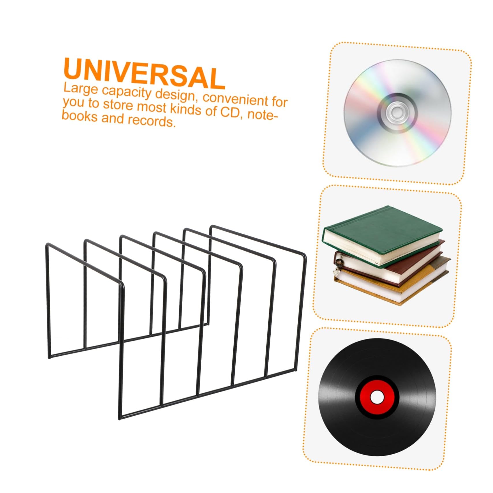 Scaffale Porta Dischi in Vinile Nero in Ferro Grande Capacità, Design Moderno e Aspetto Classico Facile da Pulire Texture Liscia e Rotonda per Soggiorni e Dormitorio
