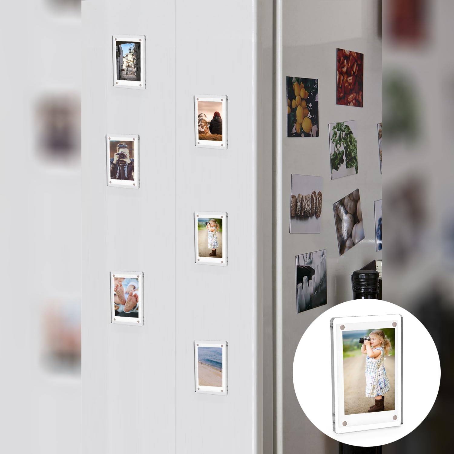 Acryl-Bilderrahmen Set – 8 Transparente Magnetrahmen Für Kühlschrank & Tisch | Rahmenlos, Doppelseitig, Mit Starken Magneten