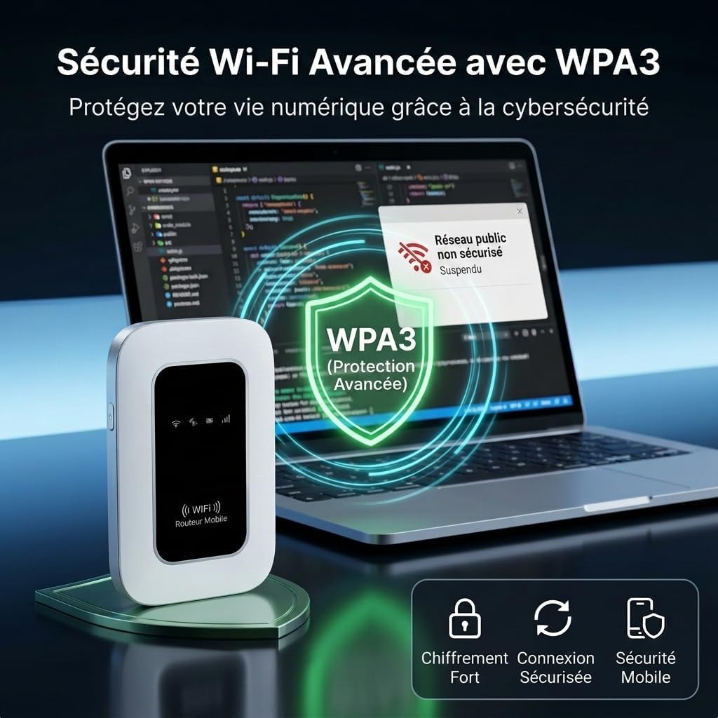 Routeur 5G Portable WiFi 6 avec Slot SIM Déverrouillé – Modem 5G Carte SIM, Internet Mobile Haut Débit 5G/4G+, Débit Ultra Rapide 300 Mbps, Jusqu’à 28 Appareils, Idéal pour Voyage & Télétravail