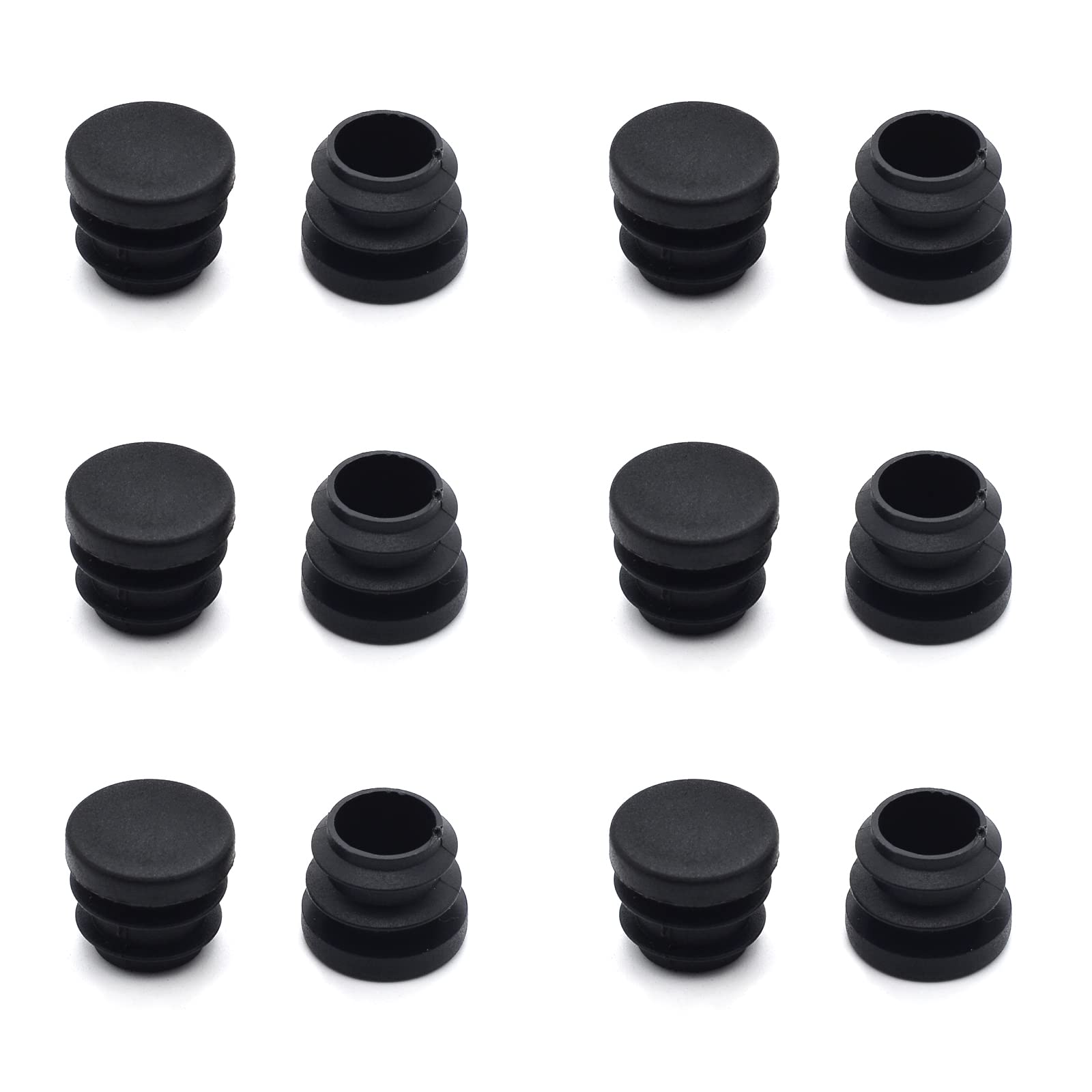 20 tappi terminali rotondi in plastica, 50 mm, tappi interni bianchi e neri, antiscivolo, per tubi, tavoli, sedie, scrivanie, letti