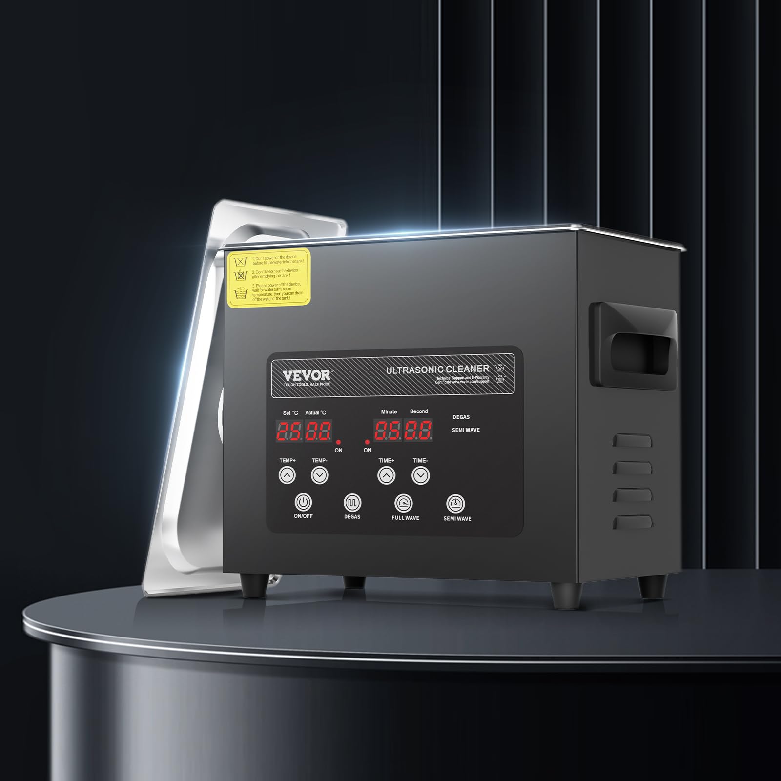 VEVOR Limpiador Ultrasónico 3 L Limpiador Ultrasónico Digital 120 W con Desgasificación Mejorada y Modo Suave Limpiador Ultrasónico Industrial 40 kHz con Temporizador y Calentador para Joyería