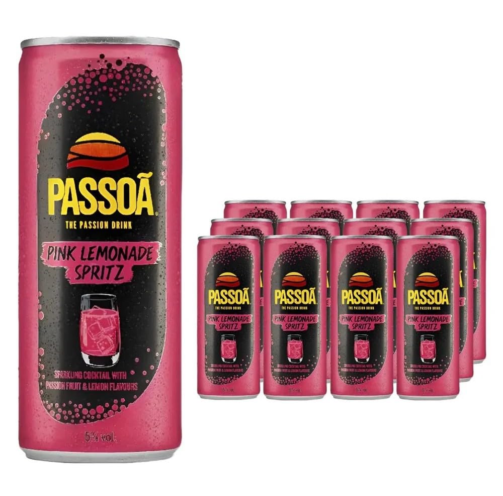 Passoa Pink Lemonade Spritz Sparkling Ready to Drink Cocktail, Party Pack 12 x 250ml