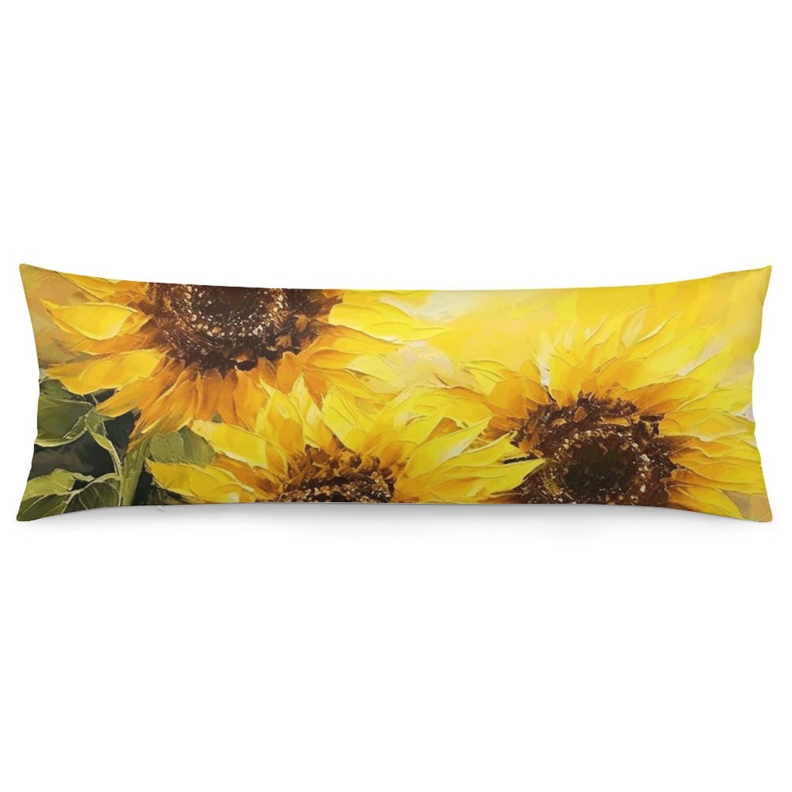 2 Pack Pillow Cases for Hair and Skin, Soft Breathable Pillow Case Covers with Hidden Zipper, Yellow Sunflowers Pillowcase 20"x54" Pillow Covers for Sleeping Gift