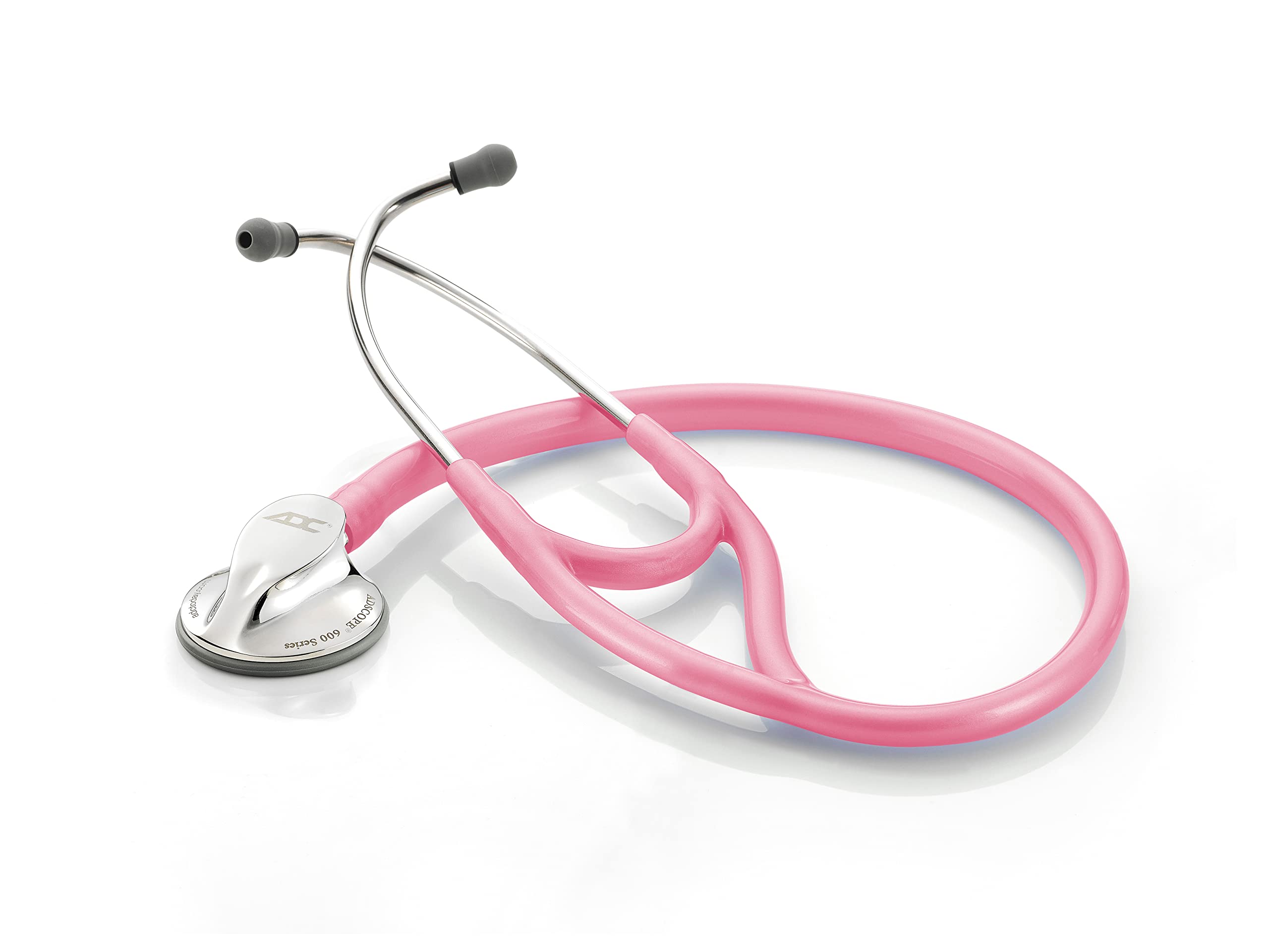 ADC Adscope 600 Platinum Series Cardiology Stethoscope with Tunable AFD Technology, 27 inch Length, Breast Cancer Metallic Pink