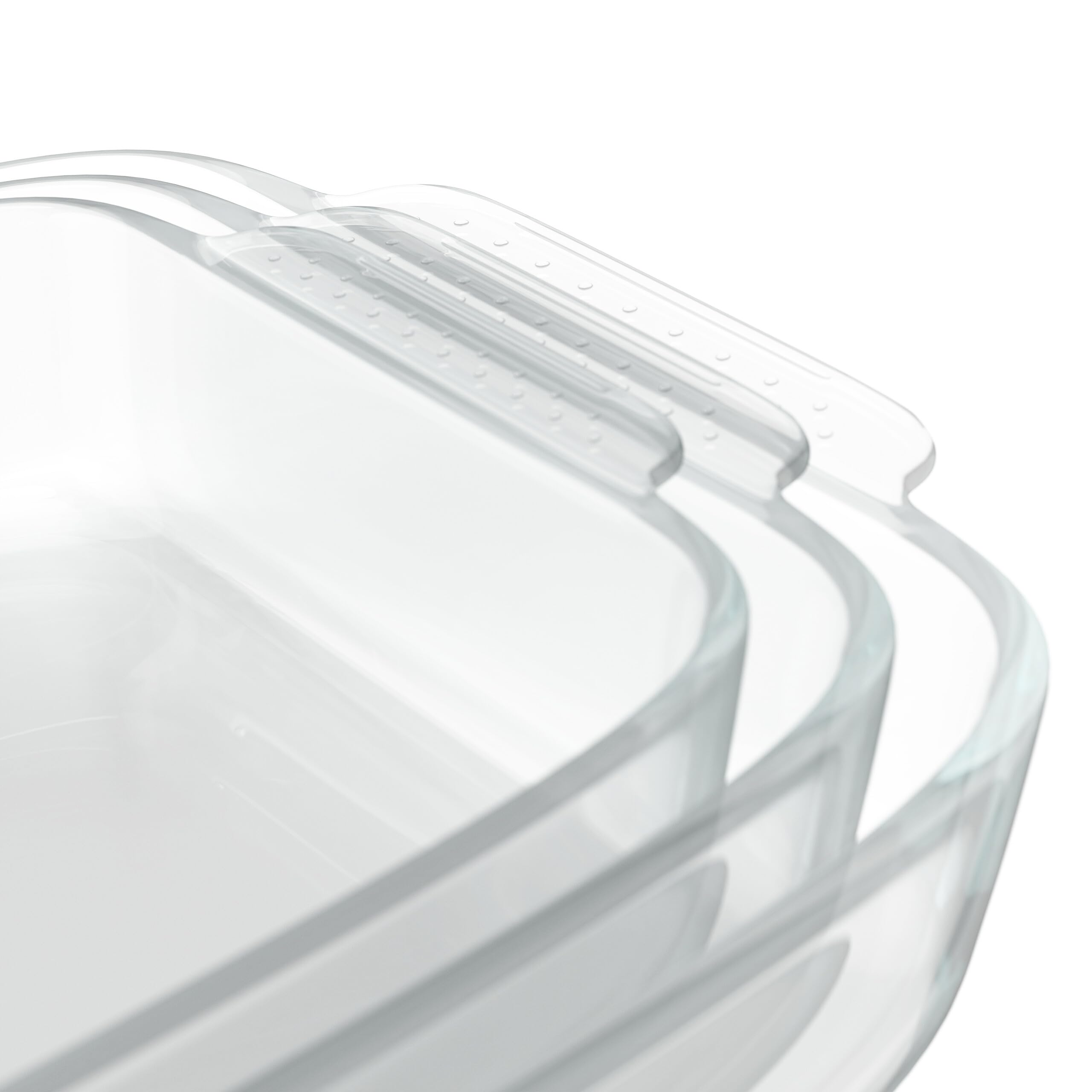 Relaxdays Plat à Four, Lot de 3 (3 Tailles), rectangulaire, pour Vos lasagnes ou Votre gratin, Transparent