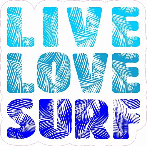 StickerTalk Live Love Surf Vinyl Sticker, 4 inches by 4 inches
