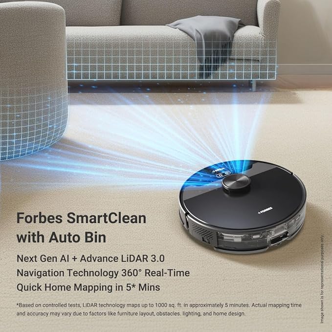Image of Robot Vacuum Cleaner, Auto Dust Disposal, 4L Bag, 65 Days Hands-Free Cleaning, Black (SMART CEAN with AUTO)