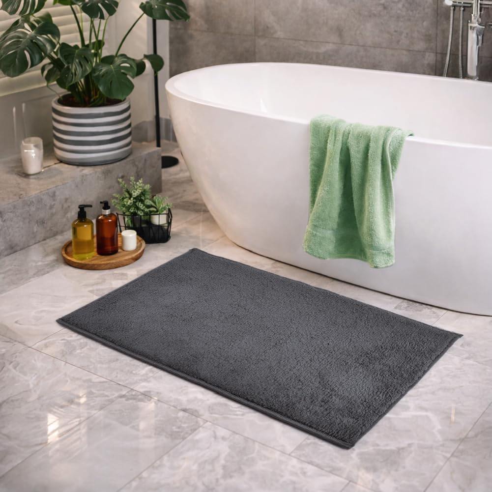 Welspun Arlo Bathroom Mat Anti Slip | Soft Absorbent Bathmat | Quick Dry Polyester Floor Mat for Bathroom | Anti Skid Bathmat | Machine Washable | 40 x 60 cm | Dark Grey-image-17