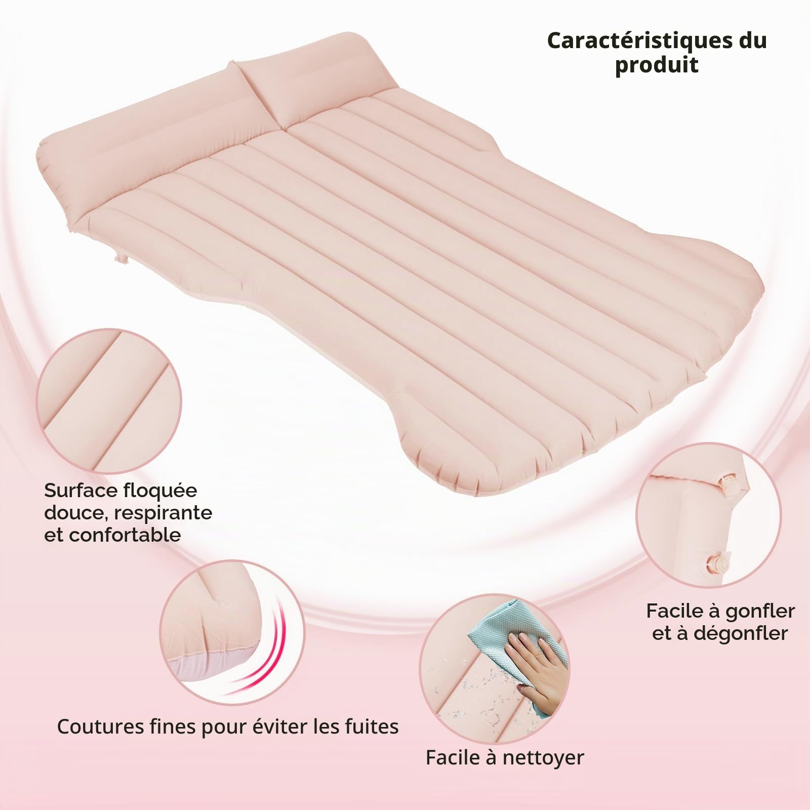 Vinteky Matelas Gonflable,Matelas Pneumatique pour Voiture lit de Camping Matelas Portable épais pour La Maison,Camping Voyager pour Tesla Model Y (Beige)