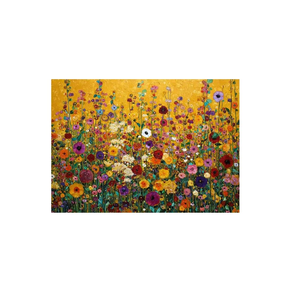 XIANGPEIFBH Vibrant Floral Wall Art Abstract Flowers Canvas Painting Gustav Klimt Colorful Wildflowers Poster Print Living Room Office((30x40cm/12x16in)/Unframed)