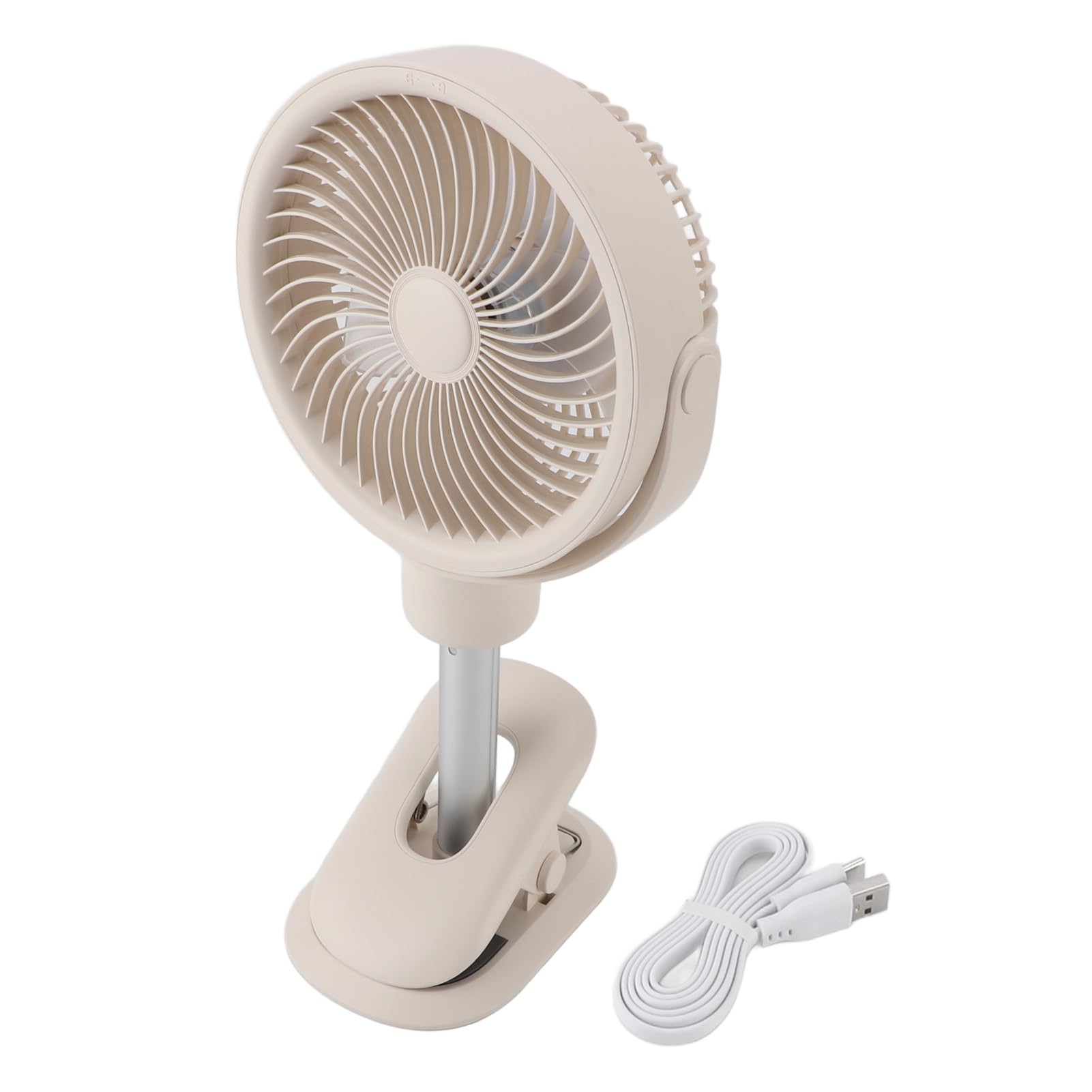 Topiky Ventilatore da Scrivania Oscillante, Ventola Telescopica con Clip con Luce Notturna a LED, Ventilatore da Tavolo Piccolo Ricaricabile Tramite USB, Portatile Silenzioso a 4 velocità per