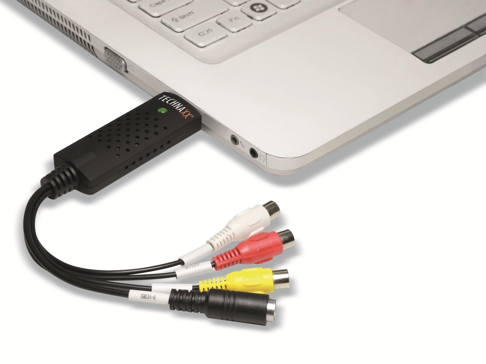 Technaxx Video Grabber USB 2.0 Scheda di Acquisizione – Conversione da Hi8, VHS a DVD Digitale per PC Windows, con Software di Montaggio Professionale – Convertitore Digitale Audio Video TX-20