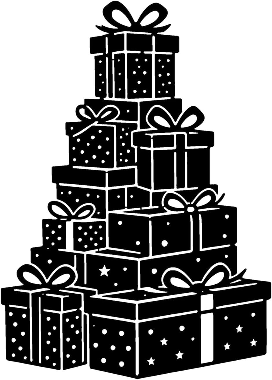 Stacked Gift Boxes Metal Wall Art for office decor with clean outline style