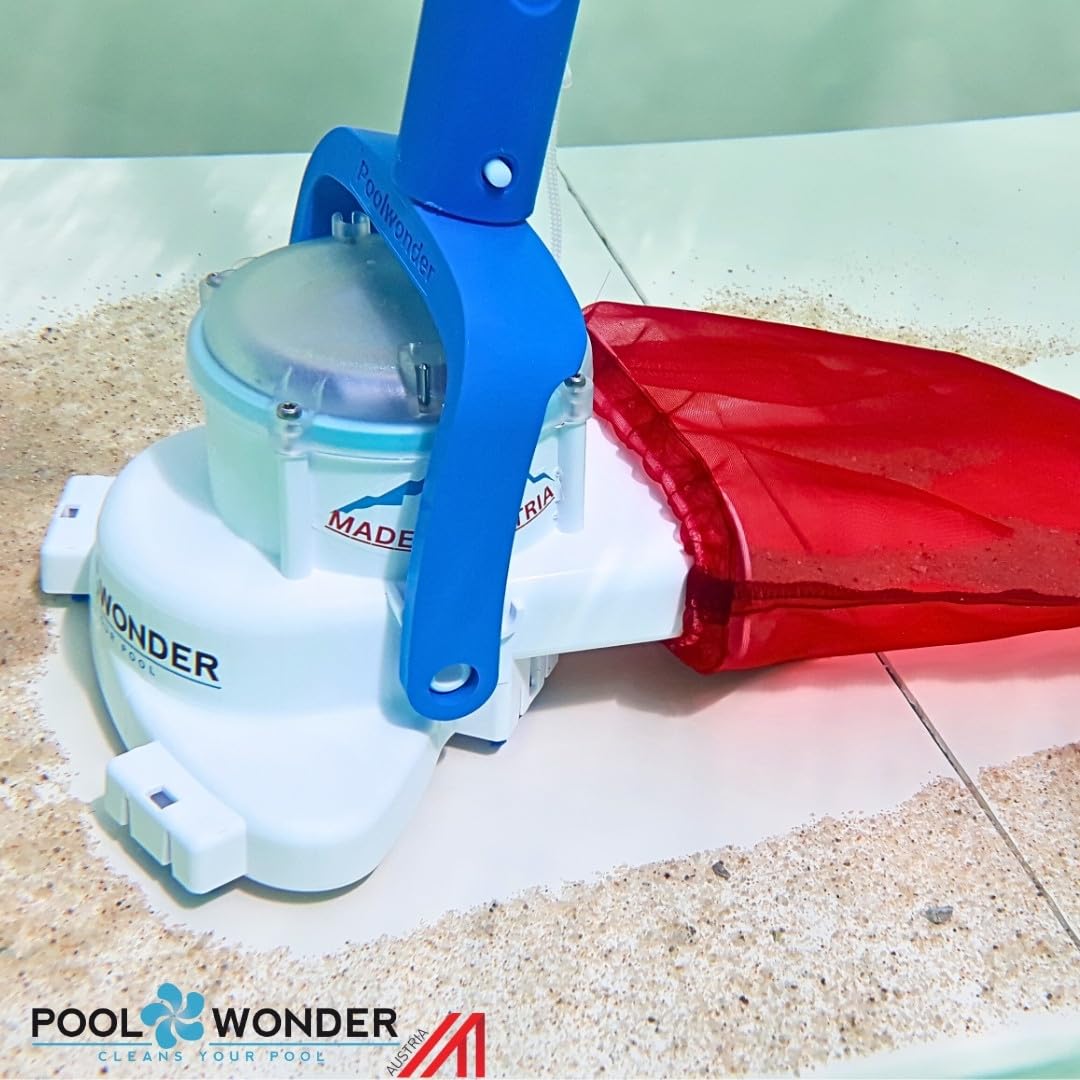 Poolwonder Cleverix Aspirateur pour Piscine à Batterie - Nettoyeur de Piscine Super Pratique Fabriqué en Autriche avec Poteau de Kit de Démarrage de 2 m